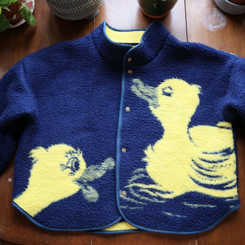 Upcycled Duck Jacket for spring made with a vintage blanket L - XL - Picture 8 of 9